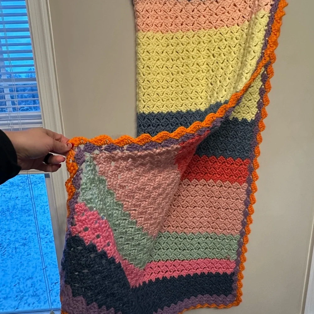 Handmade Unique Colorful Crochet Blanket 25x60